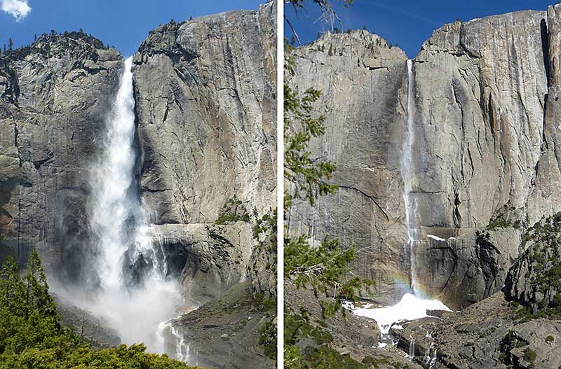 Yosemite Falls, Spring vs. Winter