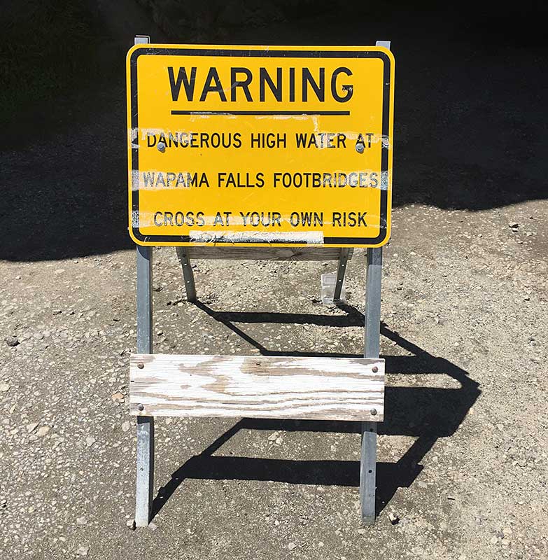 Hetch Hetchy Valley: Wapama Falls Warning Sign