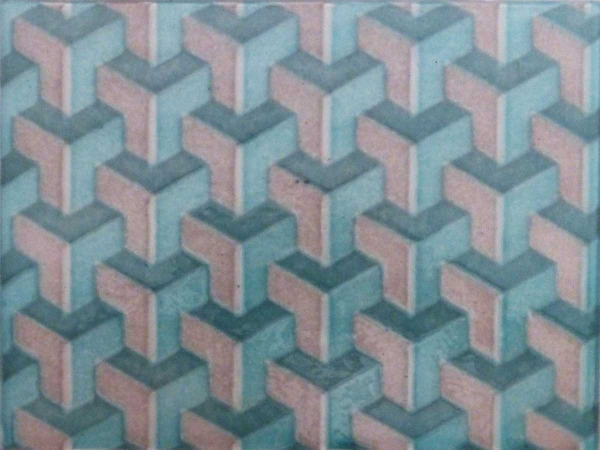 Powder printed geometric block pattern