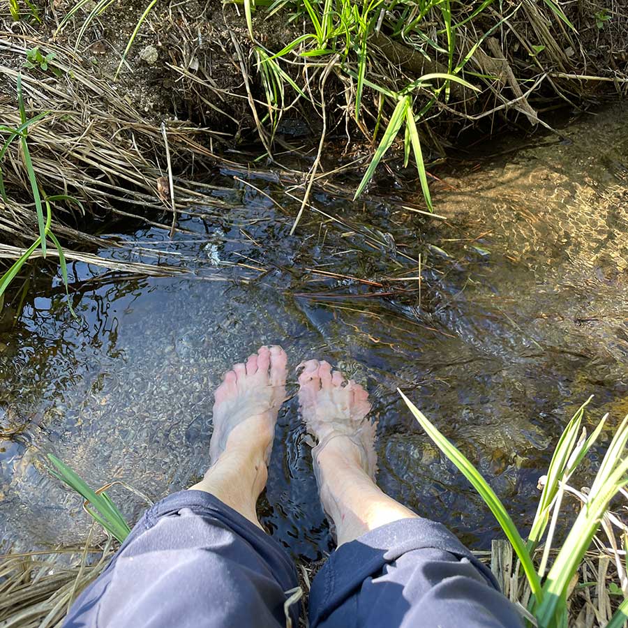 Soaking my feet in the creek