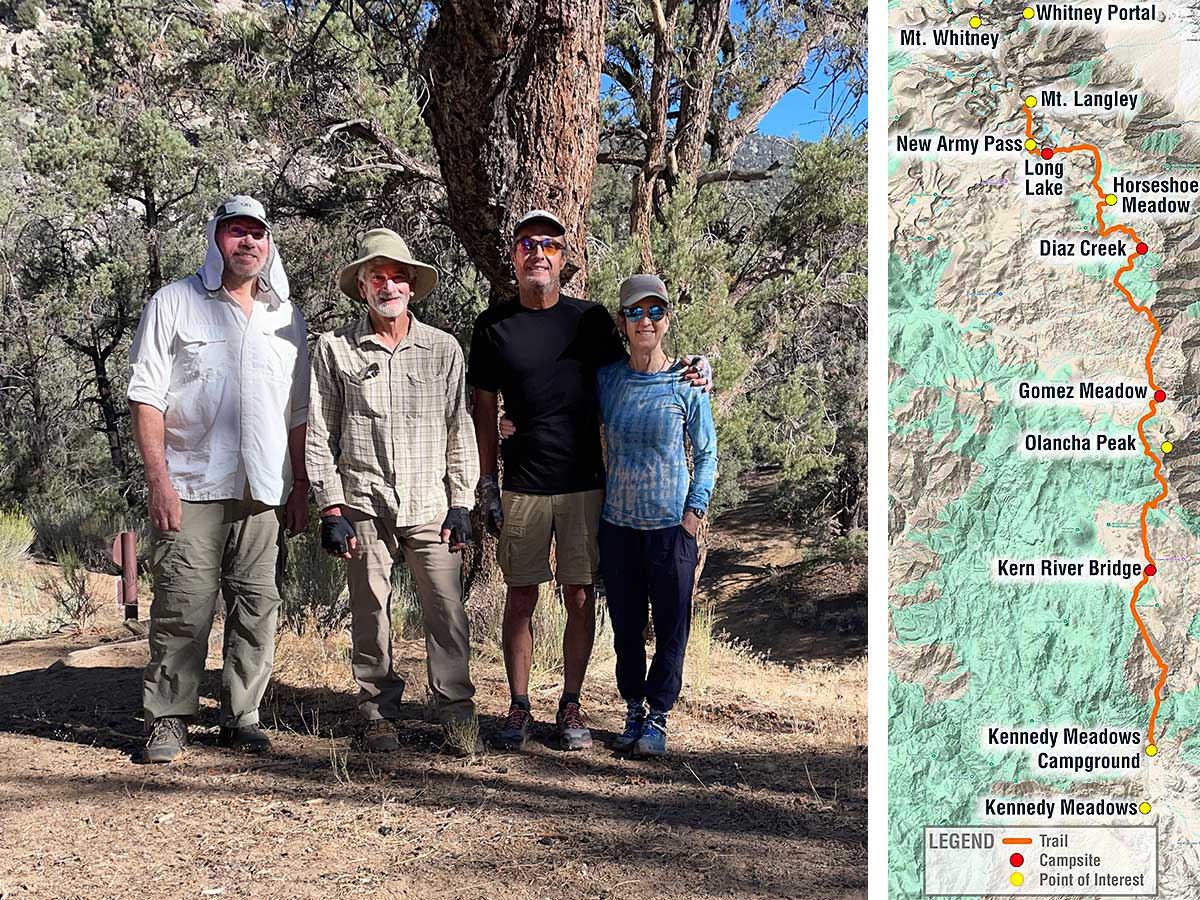 Backpackers with map of route